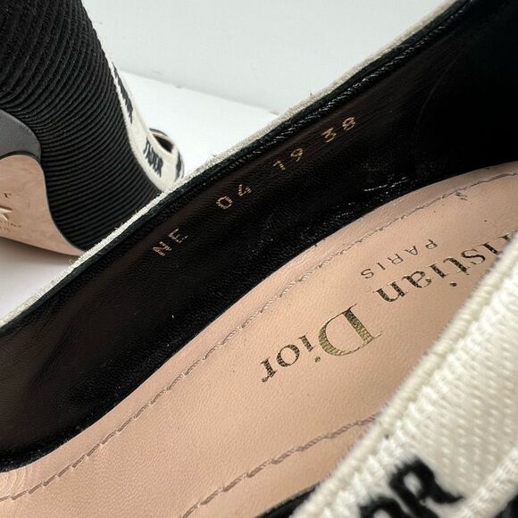 CHRISTIAN DIOR Technical Canvas Ribbon Embroidered J'Adior 100mm Pumps 38 Black - Picture 7 of 7